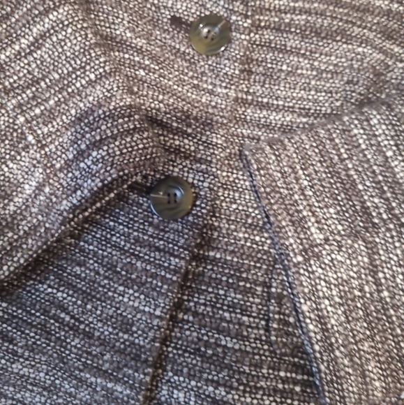 Ann Taylor Wool Blend Tweed Cropped Jacket Blazer grey brown 3/4 sleeve SZ 12 - Picture 7 of 12